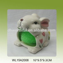 Lovely coelho em forma de suporte de esponja de cerâmica